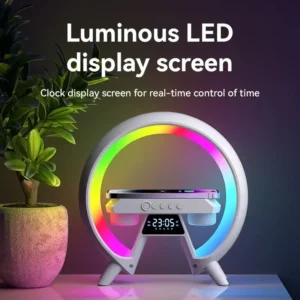 Wireless Bluetooth Charging Speakers LED Desk Lamp Alarm Clock USB Microphone Dimmable RGB Night Light for Smart Life