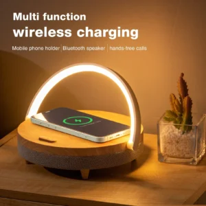 COSLUR Wireless Charging Adjustable Bluetooth Speaker Night Light Phone Holder
